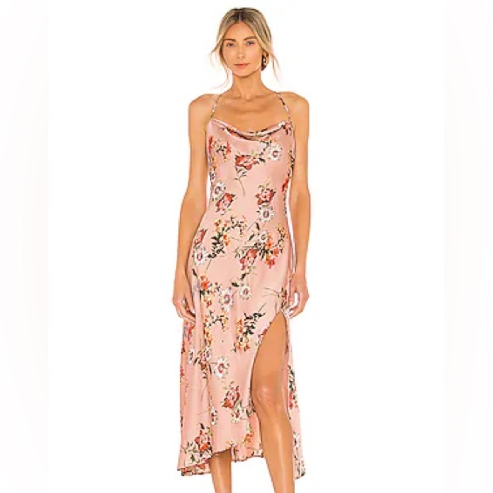 ASTR The Label Pink Floral Gaia Midi Dress